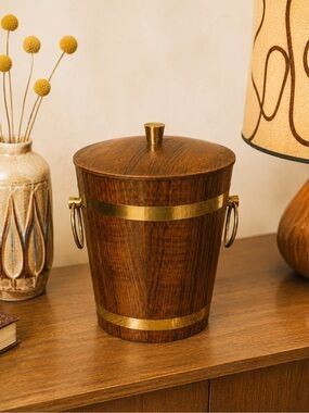 MCM Scandinavian Ice Bucket – Teak & Brass – 1960s